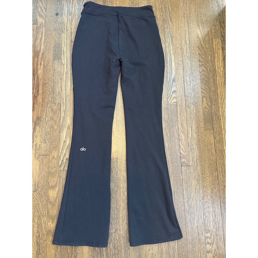 Alo Yoga Black Airbrush High Waist Front Slit Flare Leggings Size M RN87370 - Picture 7 of 7